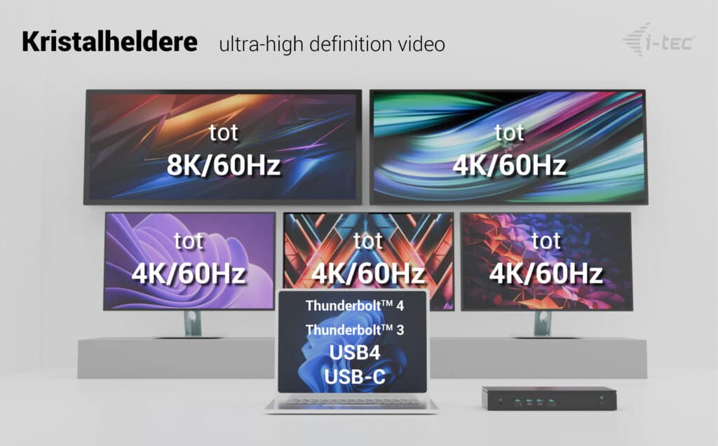 i-tec Universal 5x 4K/60Hz Display Docking Station + Power Delivery 100W - Afbeelding 4