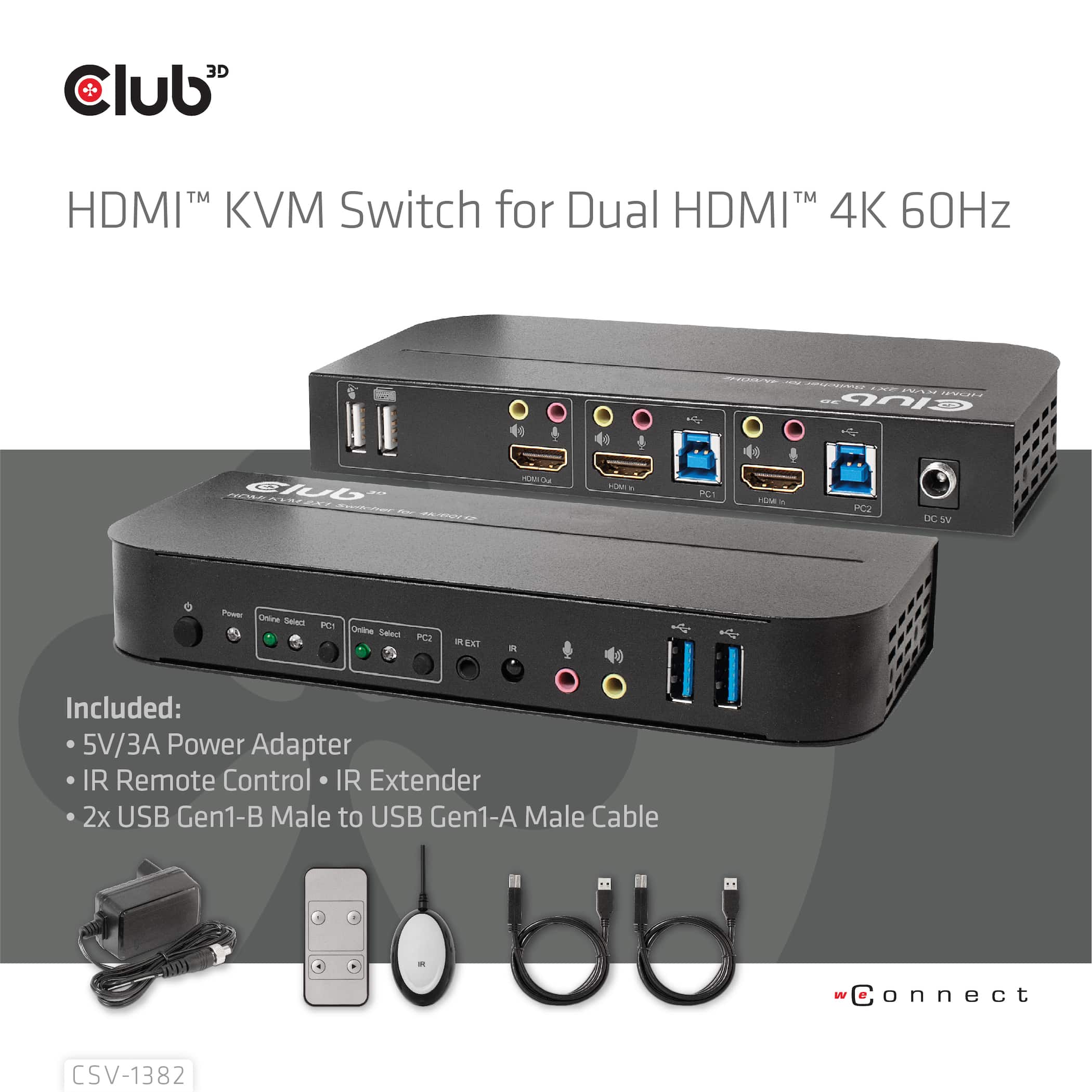 CLUB3D HDMI KVM SWITCH FOR DUAL HDMI 4K 60Hz - Afbeelding 6