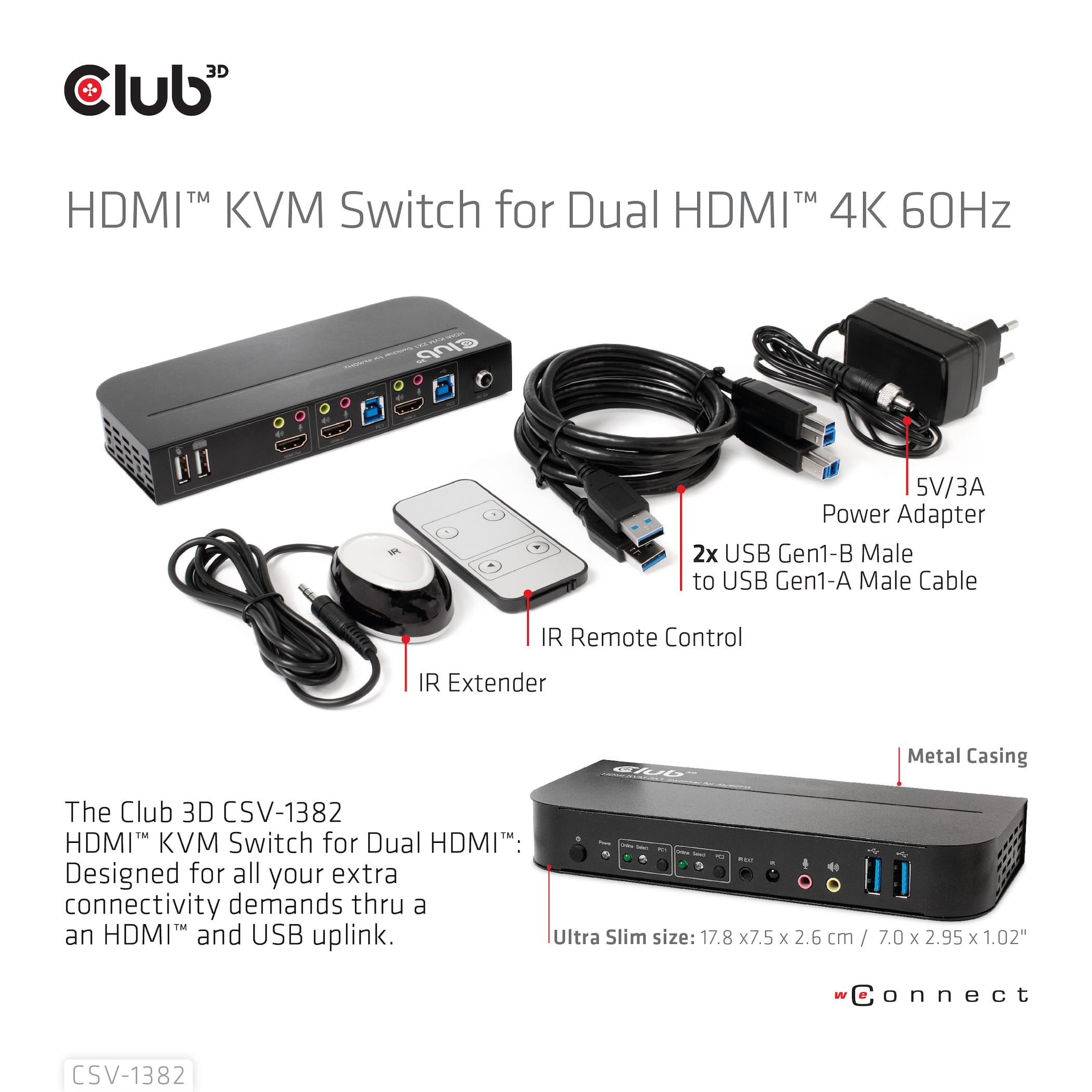 CLUB3D HDMI KVM SWITCH FOR DUAL HDMI 4K 60Hz - Afbeelding 7