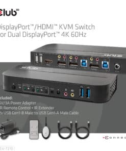 CLUB3D DisplayPort/HDMI KVM Switch For Dual DisplayPort 4K 60Hz - Afbeelding 7