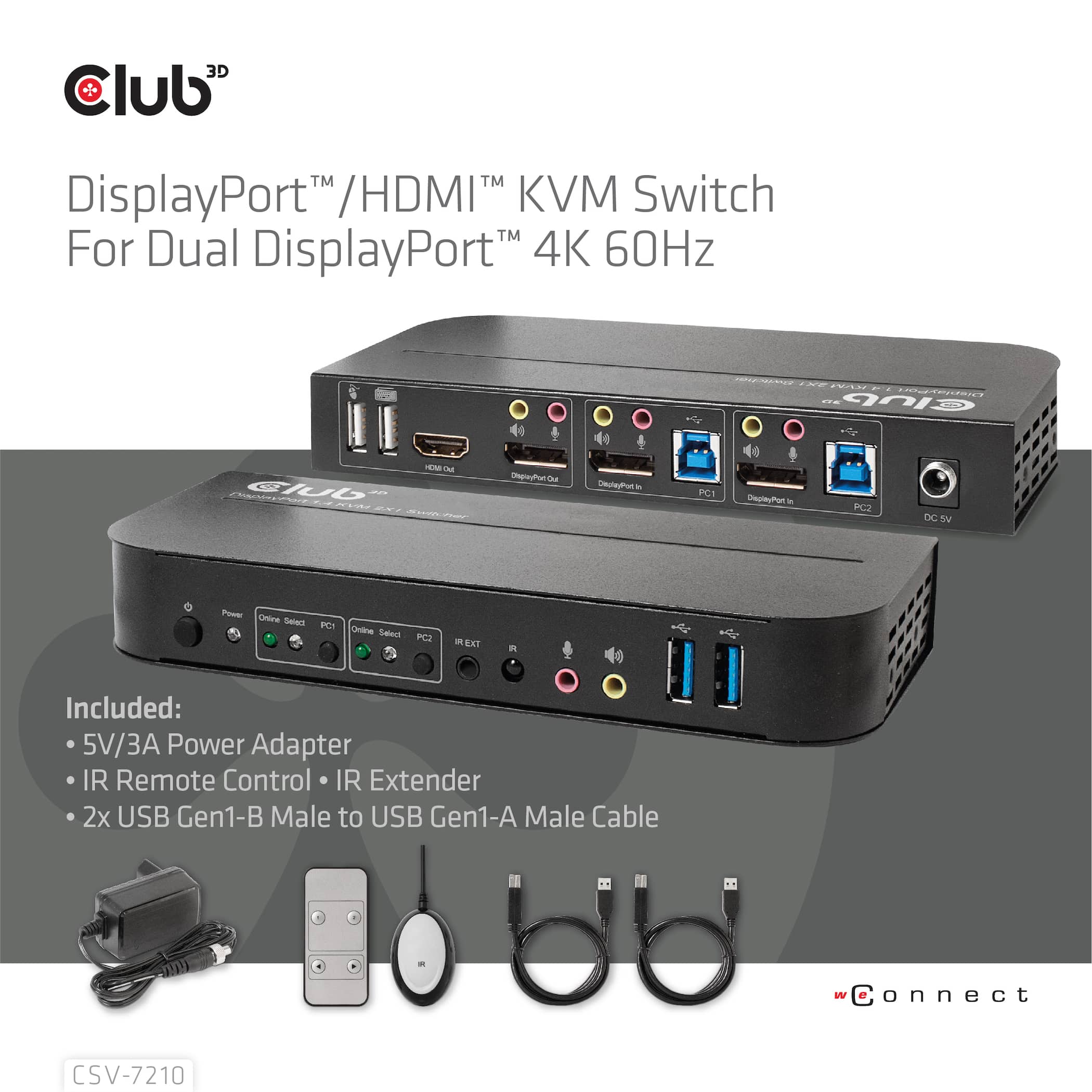 CLUB3D DisplayPort/HDMI KVM Switch For Dual DisplayPort 4K 60Hz - Afbeelding 7
