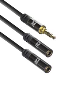ACT 0,15 meter High Quality audio splitterkabel 3,5 mm stereo jack male - 2x female