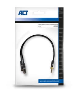 ACT 0,15 meter High Quality audio splitterkabel 3,5 mm stereo jack male - 2x female - Afbeelding 3