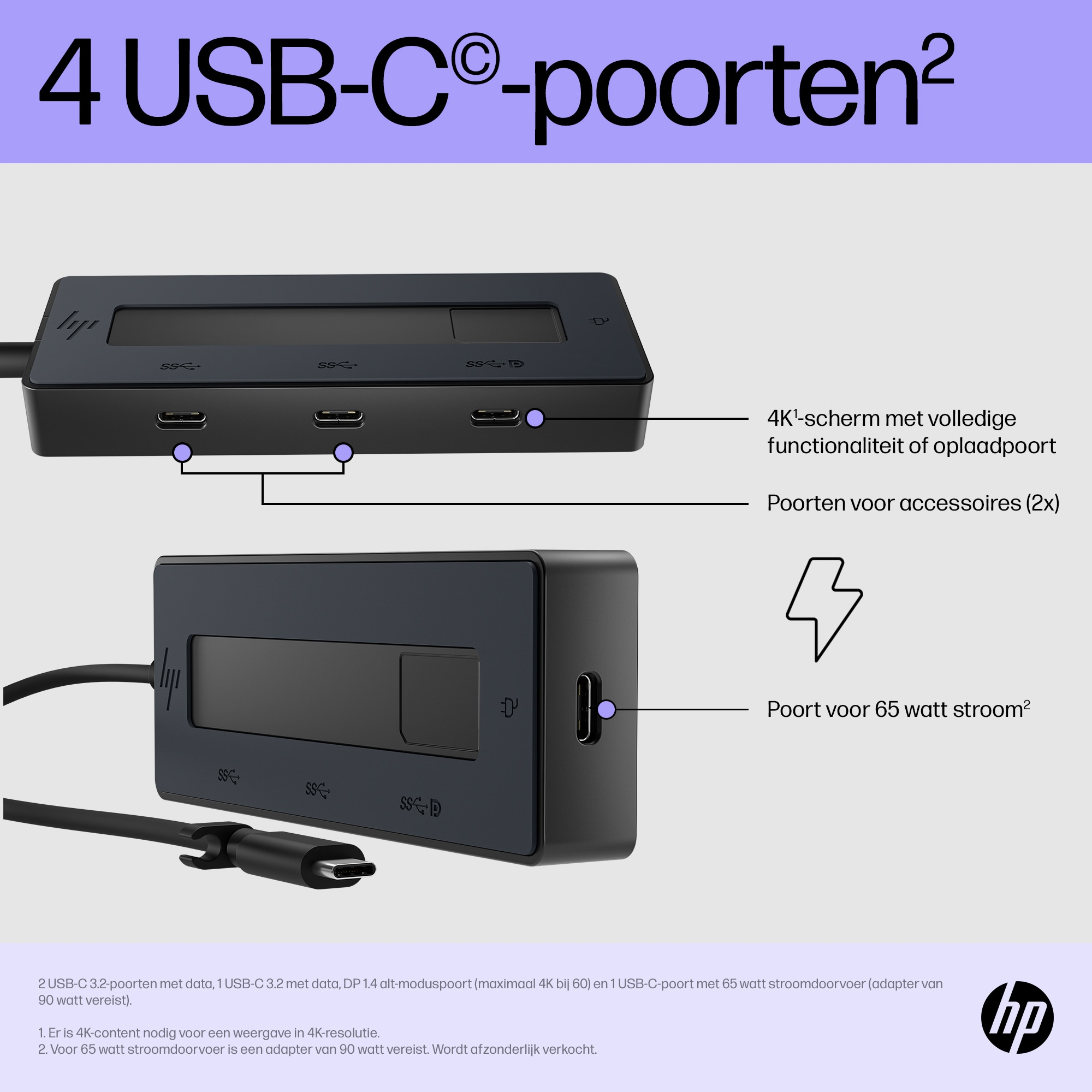 HP 4K USB-C Multiport Hub - Afbeelding 2
