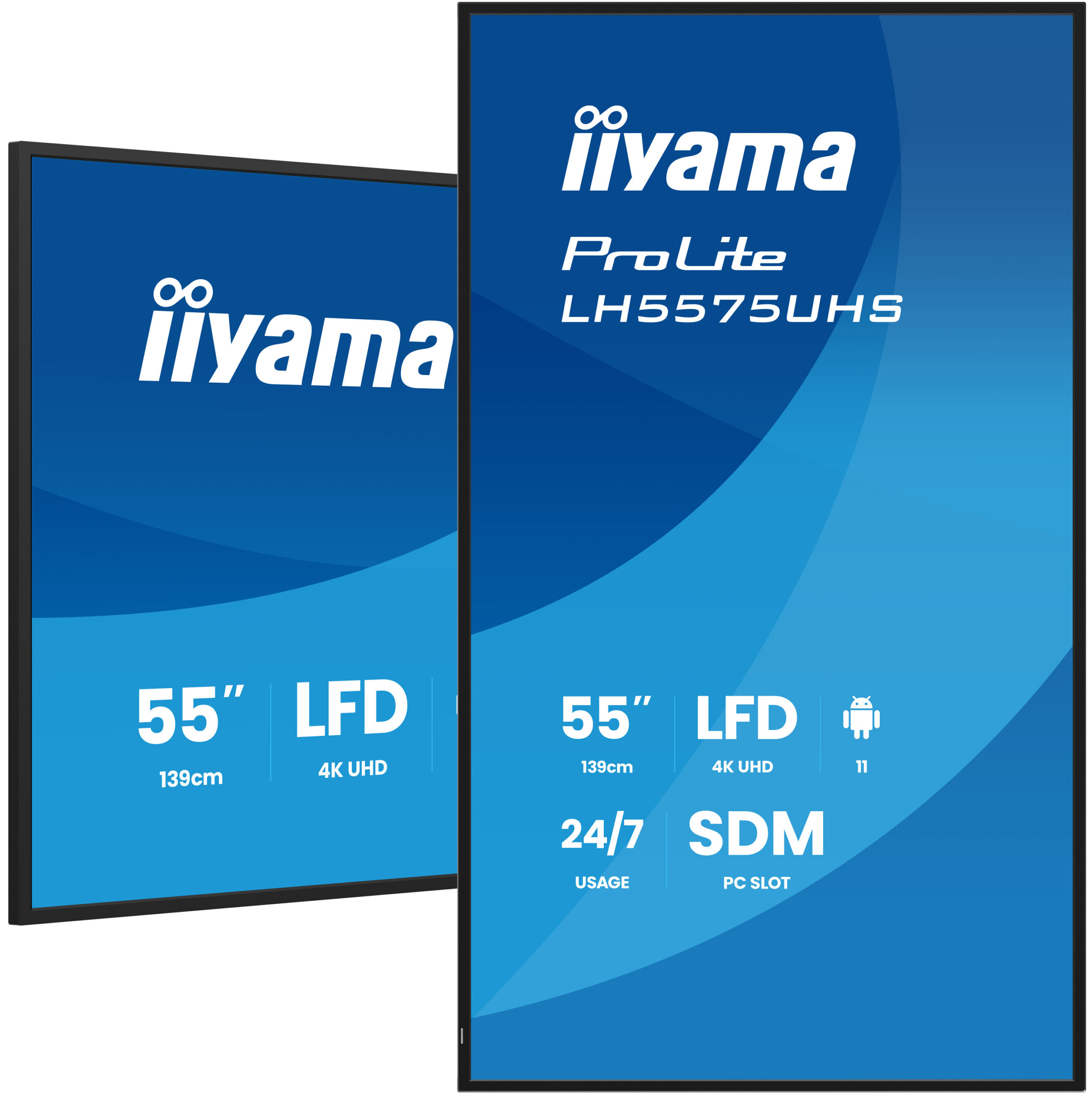 iiyama LH5575UHS-B2AG beeldkrant Digitale signage flatscreen 138,7 cm (54.6") LCD Wifi 500 cd/m² 4K Ultra HD Zwart Type processor Android 11 24/7