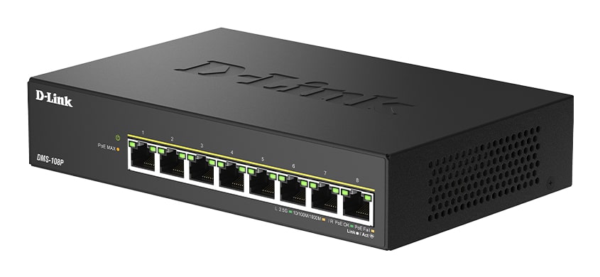 D-Link DMS-108P/E netwerk-switch Unmanaged 2.5G Ethernet (100/1000/2500) Power over Ethernet (PoE) Zwart - Afbeelding 3