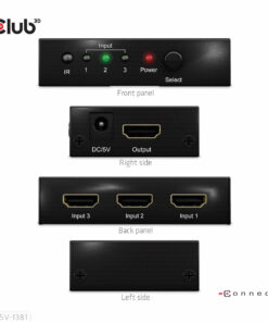 CLUB3D 3 to 1 HDMI 8K60Hz/4K120Hz Switch - Afbeelding 4