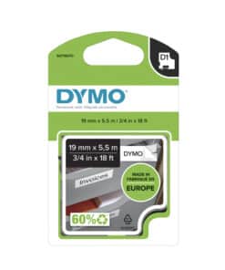 DYMO originele D1 Duurzame polyester labels | Zwarte Tekst op Wit Label | 12 mm x 5,5 m | zelfklevende etiketten voor de LabelManager labelprinter | gemaakt in Europa