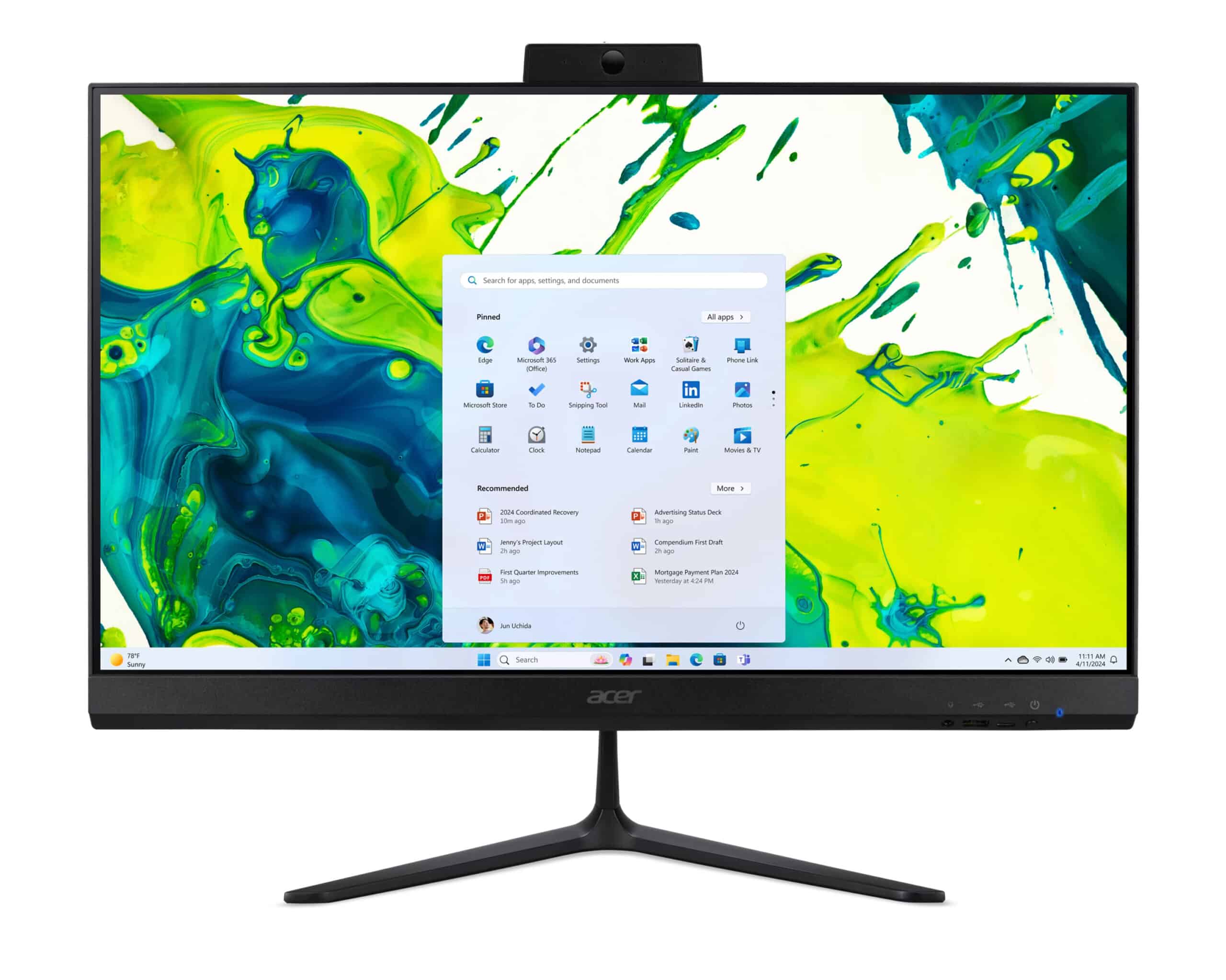 Acer Aspire C24B I5432 BE Intel Core Ultra 5 115U 60,5 cm (23.8") 1920 x 1080 Pixels Alles-in-één-pc 16 GB DDR5-SDRAM 512 GB SSD Windows 11 Home Wi-Fi 6 (802.11ax) Zwart