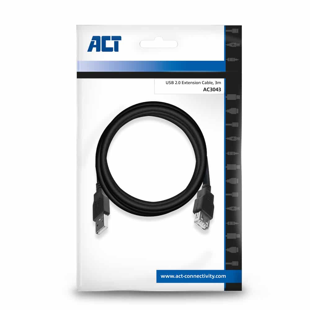 ACT USB 2.0 verlengkabel A male - A female 3 meter - Afbeelding 2