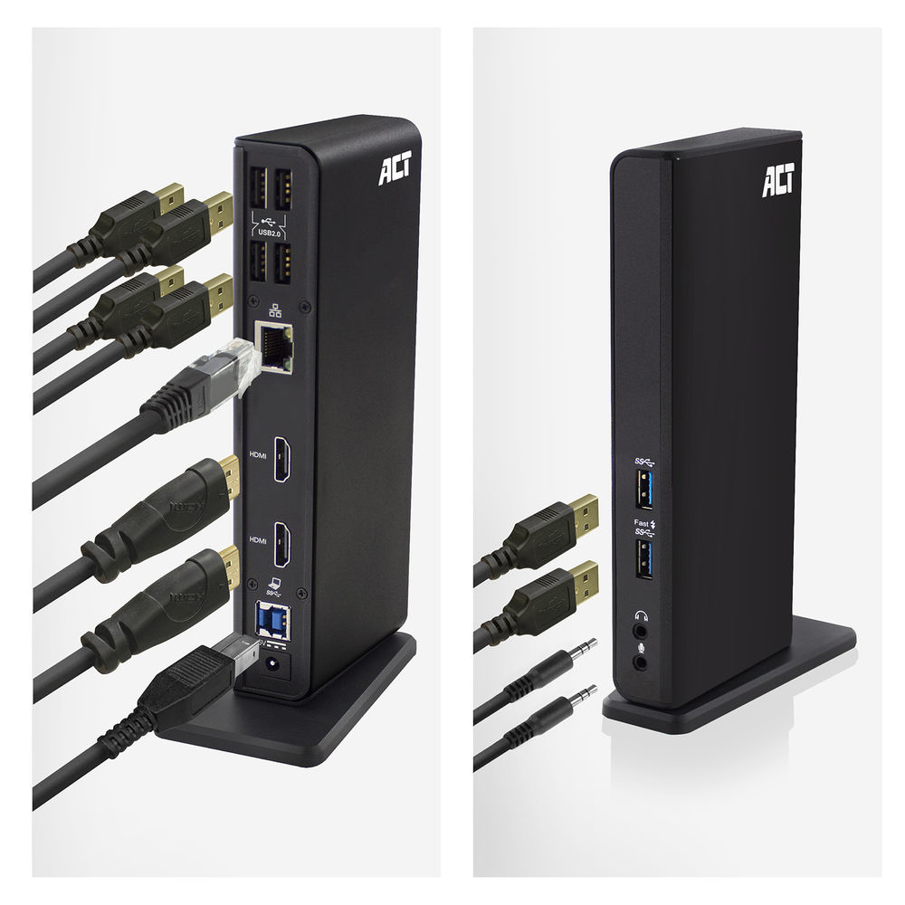ACT Universeel USB-C of USB-A Dockingstation, voor 2 HDMI monitoren, DisplayLink