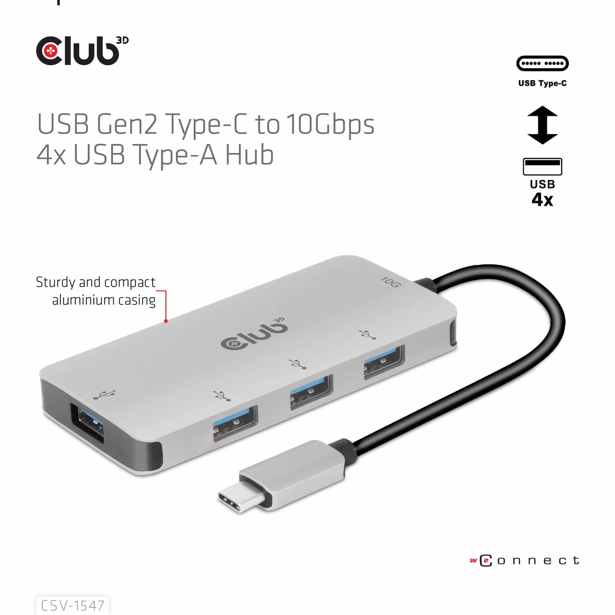 CLUB3D 4-Port USB-A Hub for USB-C – 10Gbps Fast Transfer - Afbeelding 6