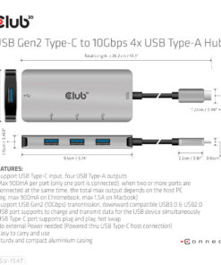 CLUB3D 4-Port USB-A Hub for USB-C – 10Gbps Fast Transfer - Afbeelding 7