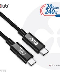 CLUB3D USB4 Gen2x2 Type-C Bi-Directional Cable 4K60Hz, Data 20Gbps, PD 240W(48V/5A) EPR M/M 2m USB IF GECERTIFCIEERD - Afbeelding 7