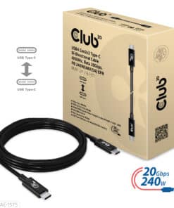 CLUB3D USB4 Gen2x2 Type-C Bi-Directional Cable 4K60Hz, Data 20Gbps, PD 240W(48V/5A) EPR M/M 2m USB IF GECERTIFCIEERD - Afbeelding 5