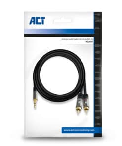 ACT 5 meter High Quality audio aansluitkabel 1x 3,5mm stereo jack male - 2x tulp male - Afbeelding 3