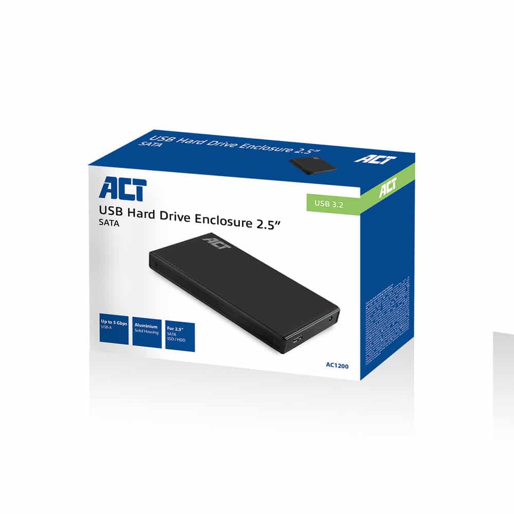 ACT 2,5" SATA harde schijf behuizing, aluminium, USB 3.2 Gen1 - Afbeelding 2
