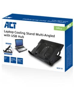 ACT Laptopstandaard, met ventilator, hoogte verstelbaar in 5 standen, 2-poorts hub - Afbeelding 4