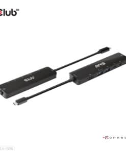 CLUB3D USB Gen1 Type-C, 6-in-1 Hub with HDMI 8K30Hz, 2xUSB Type-A, RJ45 and 2xUSB Type-C, Data and PD charging 100 watt - Afbeelding 3