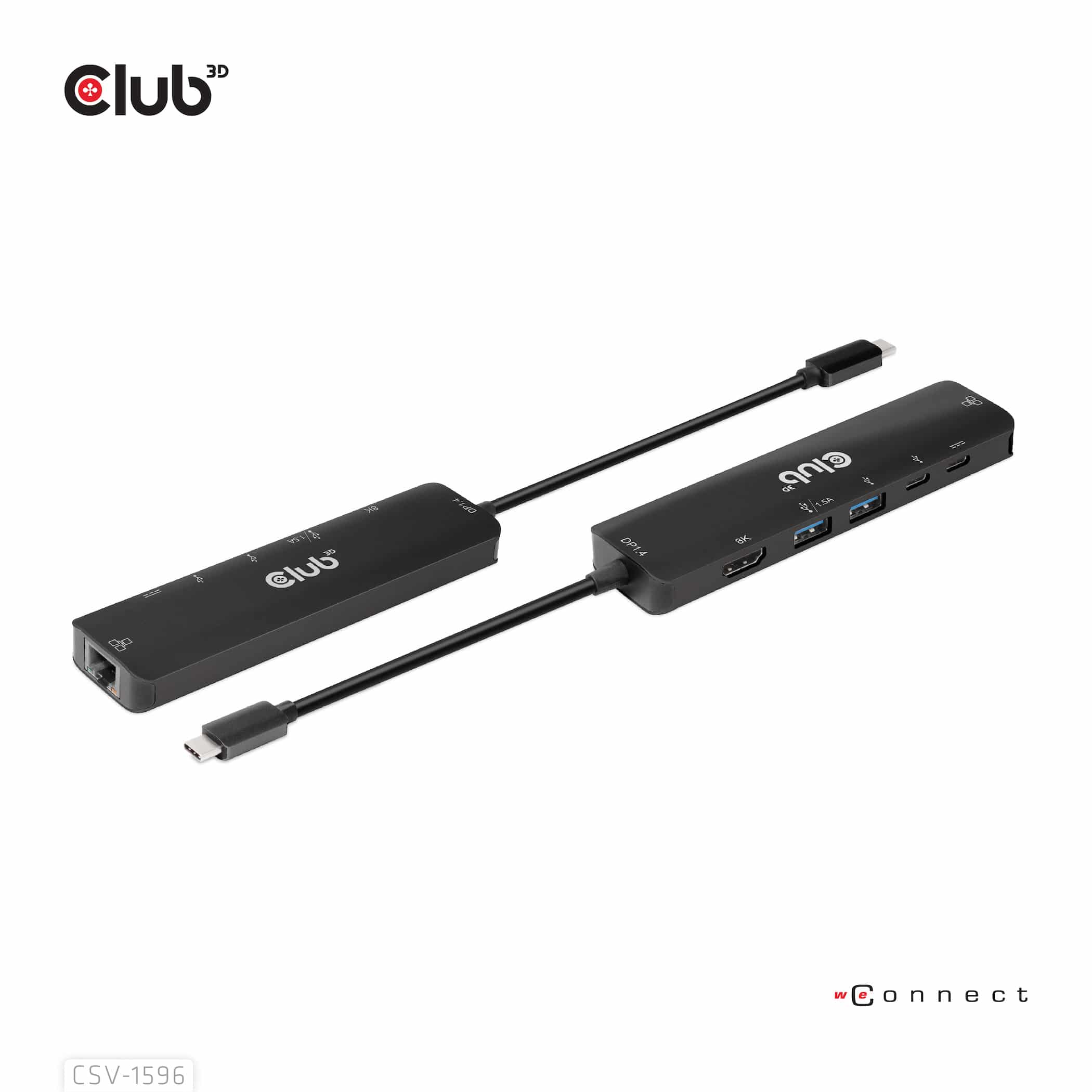 CLUB3D USB Gen1 Type-C, 6-in-1 Hub with HDMI 8K30Hz, 2xUSB Type-A, RJ45 and 2xUSB Type-C, Data and PD charging 100 watt - Afbeelding 3