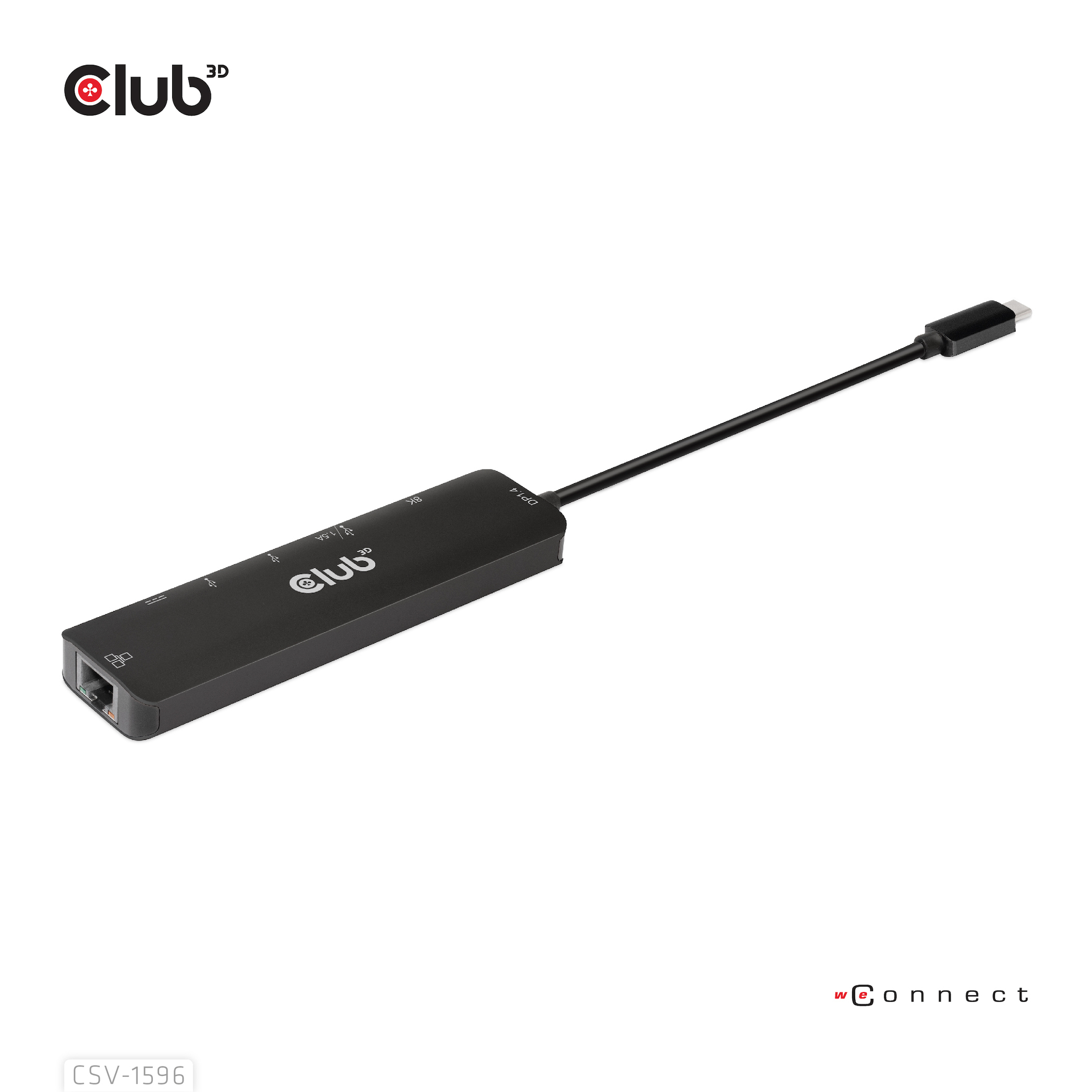 CLUB3D USB Gen1 Type-C, 6-in-1 Hub with HDMI 8K30Hz, 2xUSB Type-A, RJ45 and 2xUSB Type-C, Data and PD charging 100 watt - Afbeelding 2