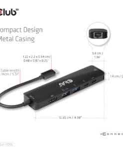 CLUB3D USB Gen1 Type-C, 6-in-1 Hub with HDMI 8K30Hz, 2xUSB Type-A, RJ45 and 2xUSB Type-C, Data and PD charging 100 watt - Afbeelding 7