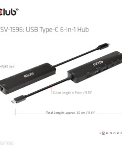 CLUB3D USB Gen1 Type-C, 6-in-1 Hub with HDMI 8K30Hz, 2xUSB Type-A, RJ45 and 2xUSB Type-C, Data and PD charging 100 watt - Afbeelding 8