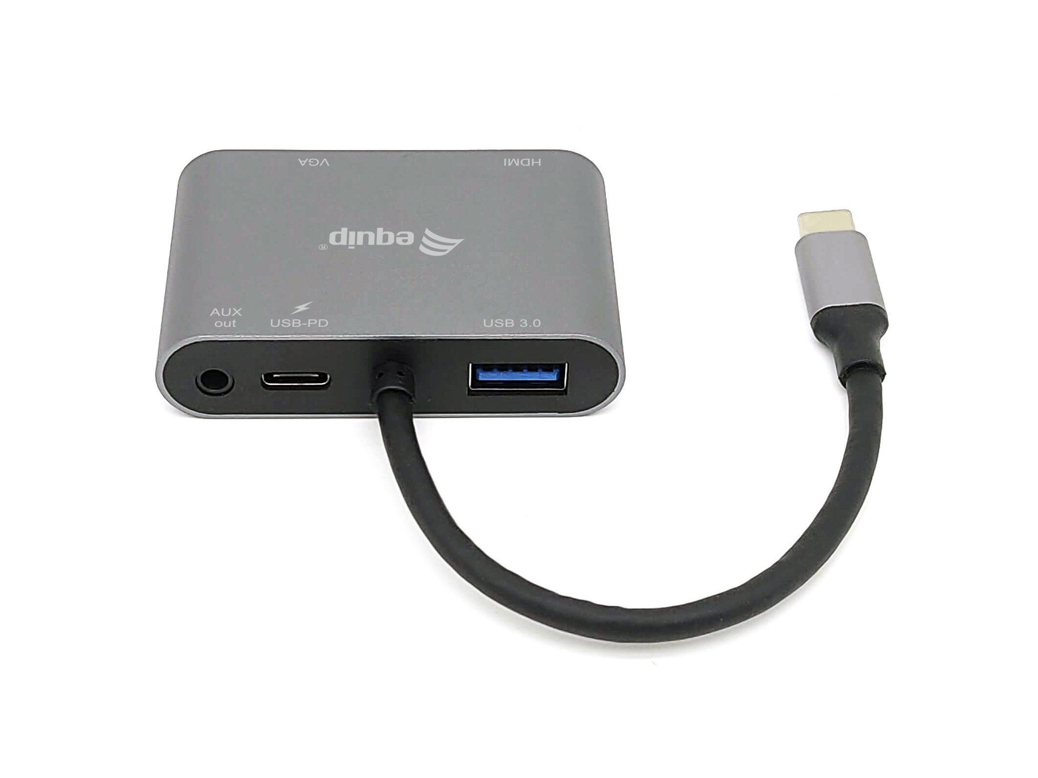 Equip USB-C 5 in 1 multifunctionele adapter, HDMI, VGA (HD15), PD 100W, USB3.0, AUX - Afbeelding 2