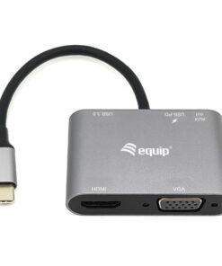 Equip USB-C 5 in 1 multifunctionele adapter, HDMI, VGA (HD15), PD 100W, USB3.0, AUX