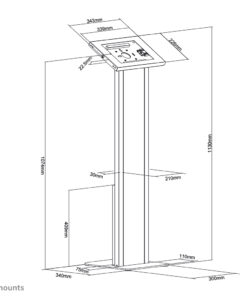 Neomounts FL15-750WH1 floor stand with cabinet, lockable tablet casing for Apple iPad,