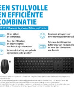 HP 655 draadloze toetsenbord- en muiscombinatie (zwart 10) - Afbeelding 4