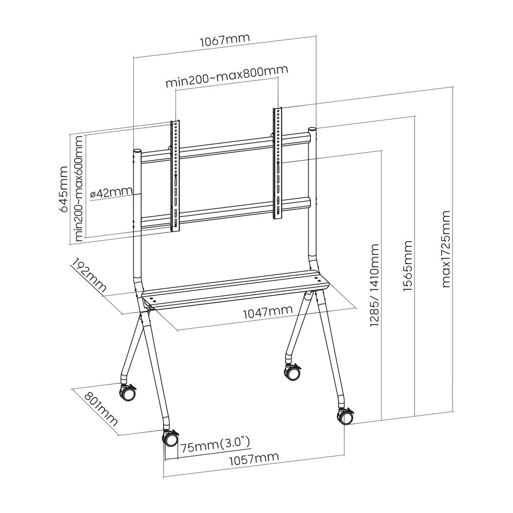 ACT Verrijdbare tv/monitor vloersteun, 50” t/m 86”, VESA - Afbeelding 6