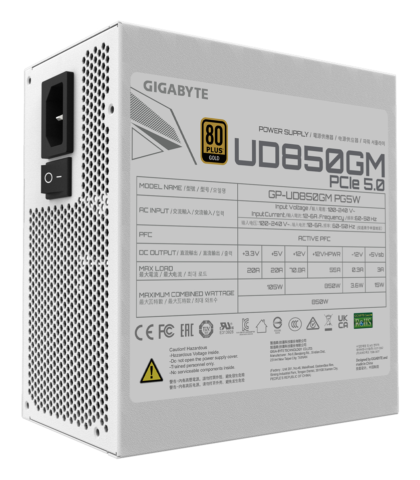 GIGABYTE UD850GM PG5W power supply unit 850 W 20+4 pin ATX ATX Zwart - Afbeelding 3