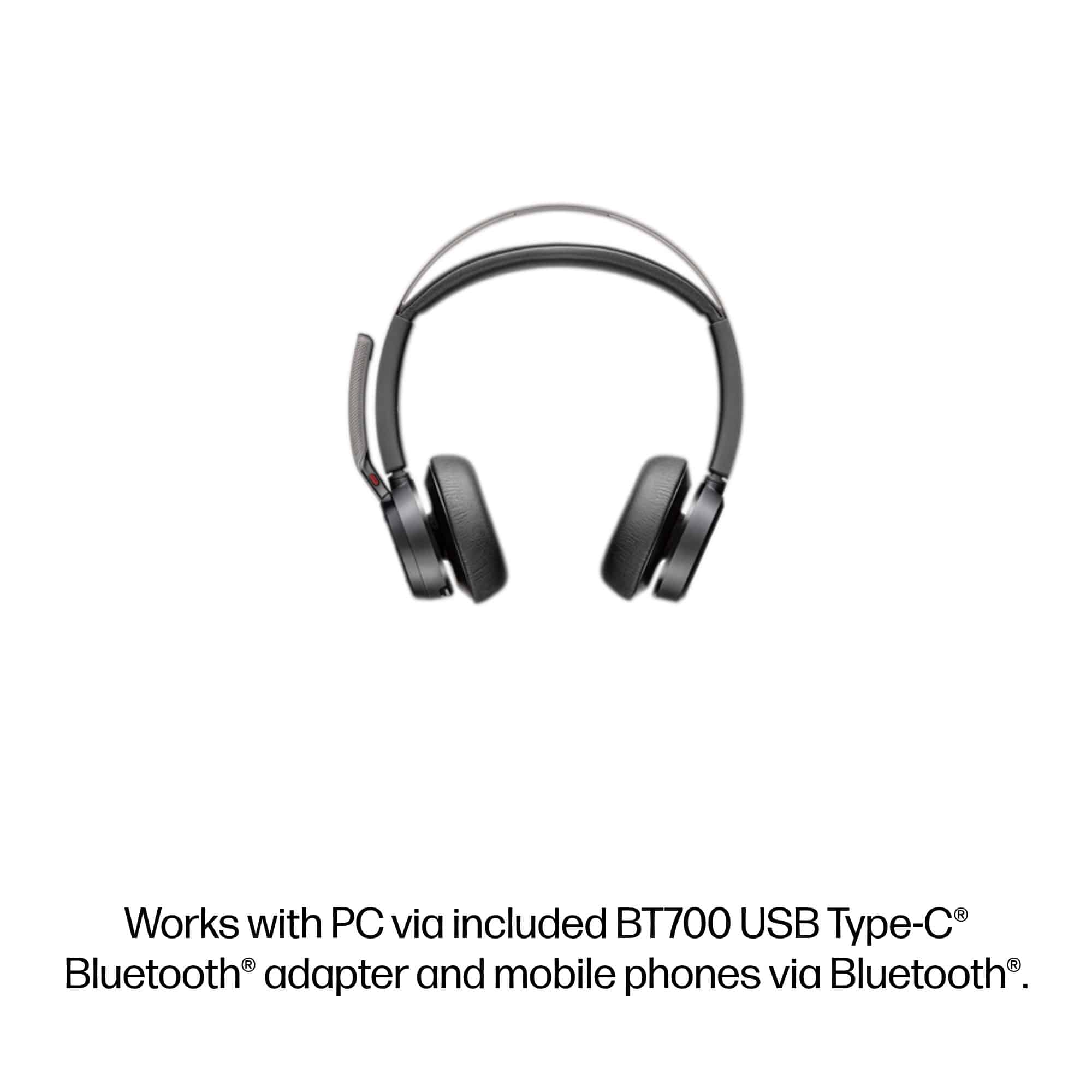 HP Poly Voyager Focus 2 Microsoft Teams Certified USB-C-C Headset +USB-C/A Adapter +Charging Stand - Afbeelding 2