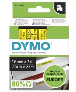 DYMO originele D1 labels | Zwarte Tekst op Geel Label | 19 mm x 7 m | Zelfklevende etiketten voor de LabelManager labelprinter | gemaakt in Europa