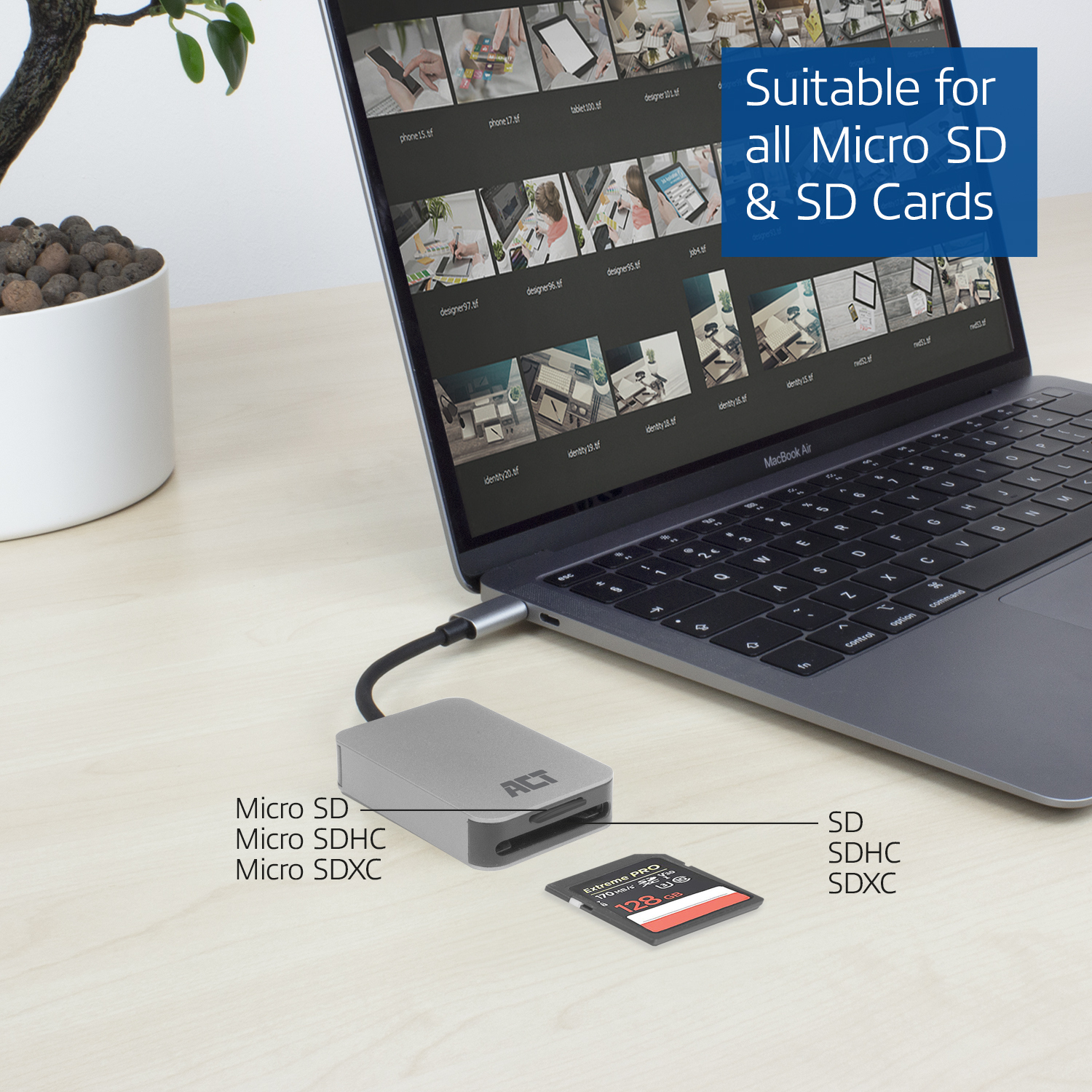 ACT USB-C kaartlezer voor SD en micro SD, SD 4.0 UHS-II - Afbeelding 4