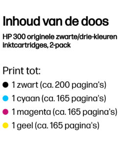 HP 300 originele zwarte/drie-kleuren inktcartridges, 2-pack - Afbeelding 2