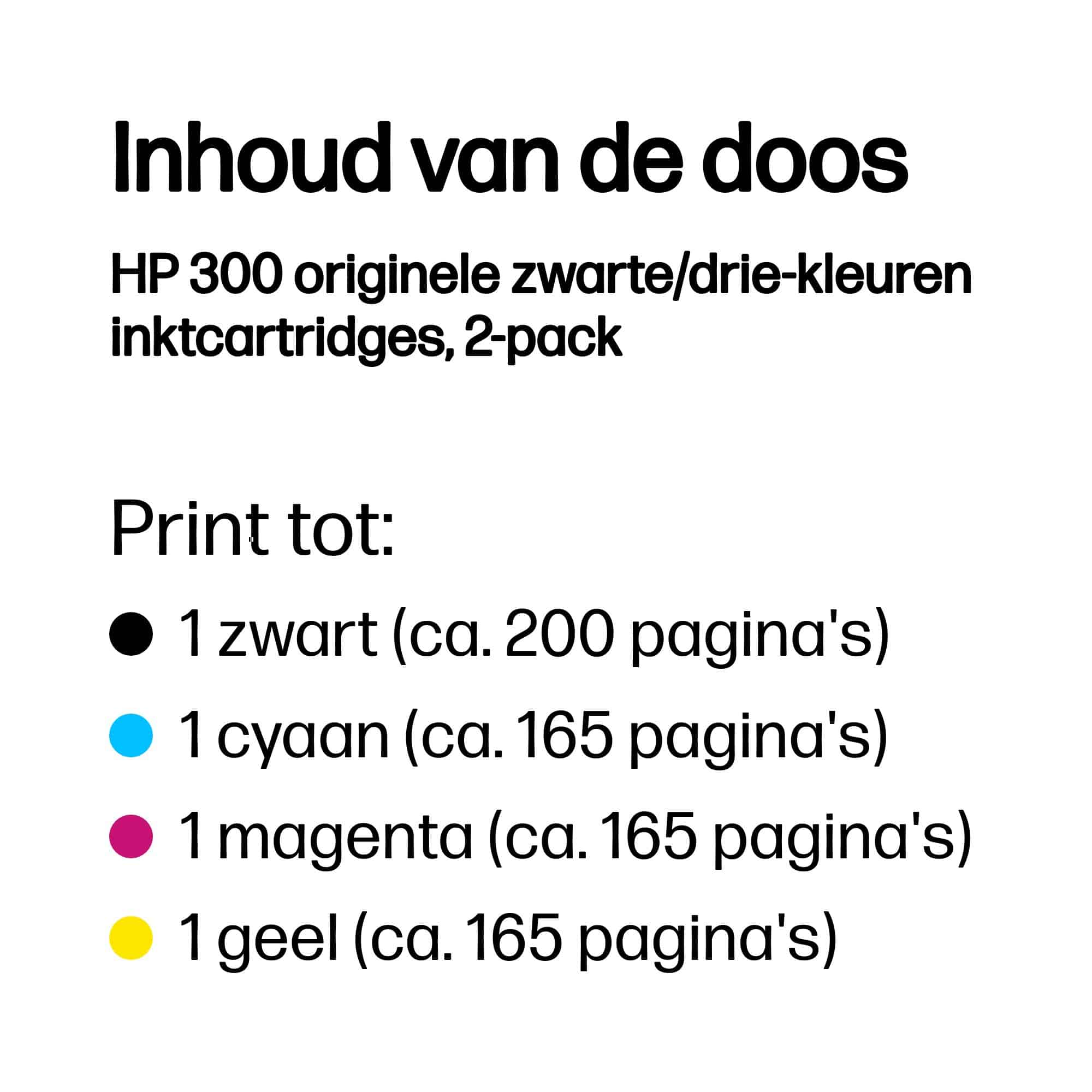 HP 300 originele zwarte/drie-kleuren inktcartridges, 2-pack - Afbeelding 2
