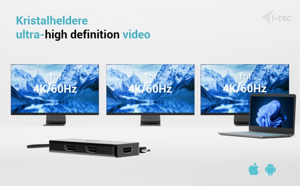 i-tec USB-C Triple 4K HDMI Video Adapter, Power Delivery 100W - Afbeelding 4