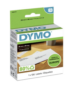 DYMO originele grote LabelWriter adreslabels voor retouren | 28 mm x 89 mm | 130 zelfklevende etiketten | Geschikt voor de LabelWriter labelprinters | Gemaakt in Europa