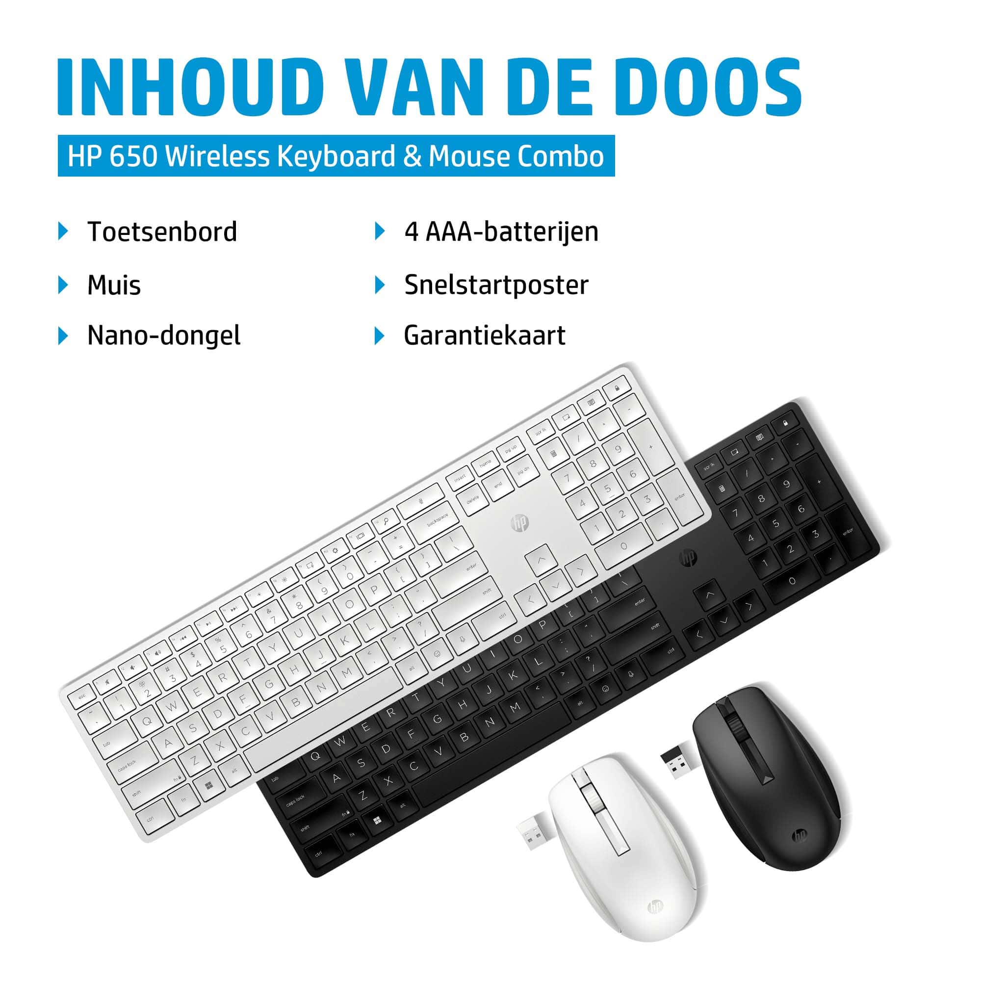 HP 650 draadloze toetsenbord- en muiscombinatie - Afbeelding 2
