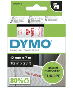 DYMO originele D1 labels | Rode Tekst op Wit Label | 12 mm x 7 m | zelfklevende etiketten voor de LabelManager labelprinter | gemaakt in Europa