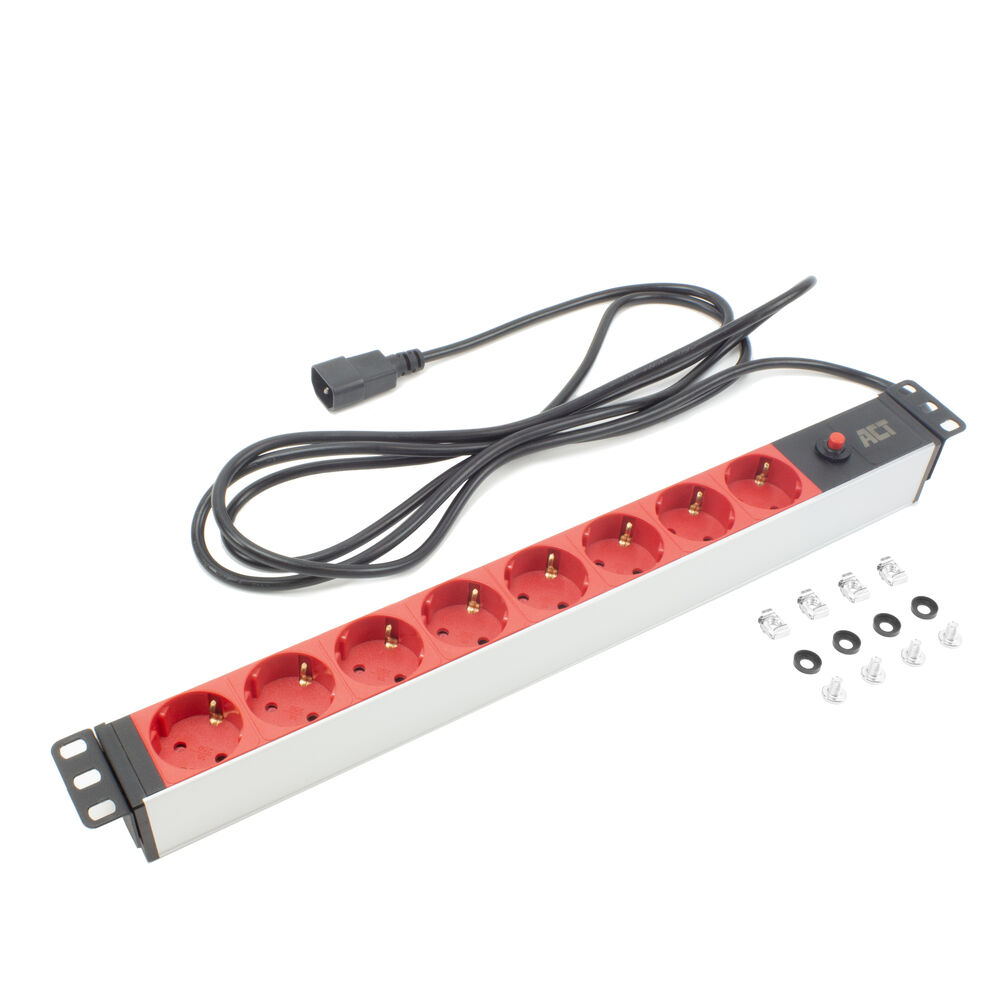ACT Stekkerdoos PDU 19" C14 IEC60320 8-voudig type F, 3m H05VV-F 3G1.0 - Afbeelding 4