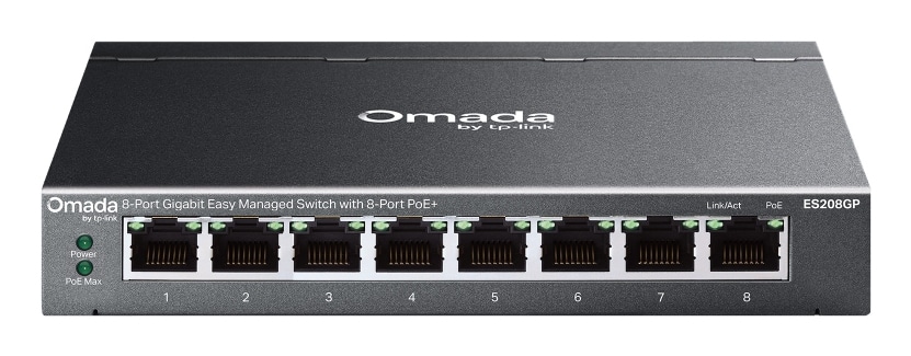 TP-Link Omada ES208GP netwerk-switch Managed L2 Gigabit Ethernet (10/100/1000) Power over Ethernet (PoE) DIN-rail Zwart