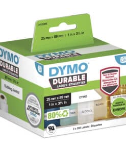 DYMO originele Duurzame LabelWriter labels | 25 mm x 89 mm | Witte Poly | 2 rollen met elk 350 labels (700 zelfklevende etiketten) | Stevige labels voor de LabelWriter labelprinters