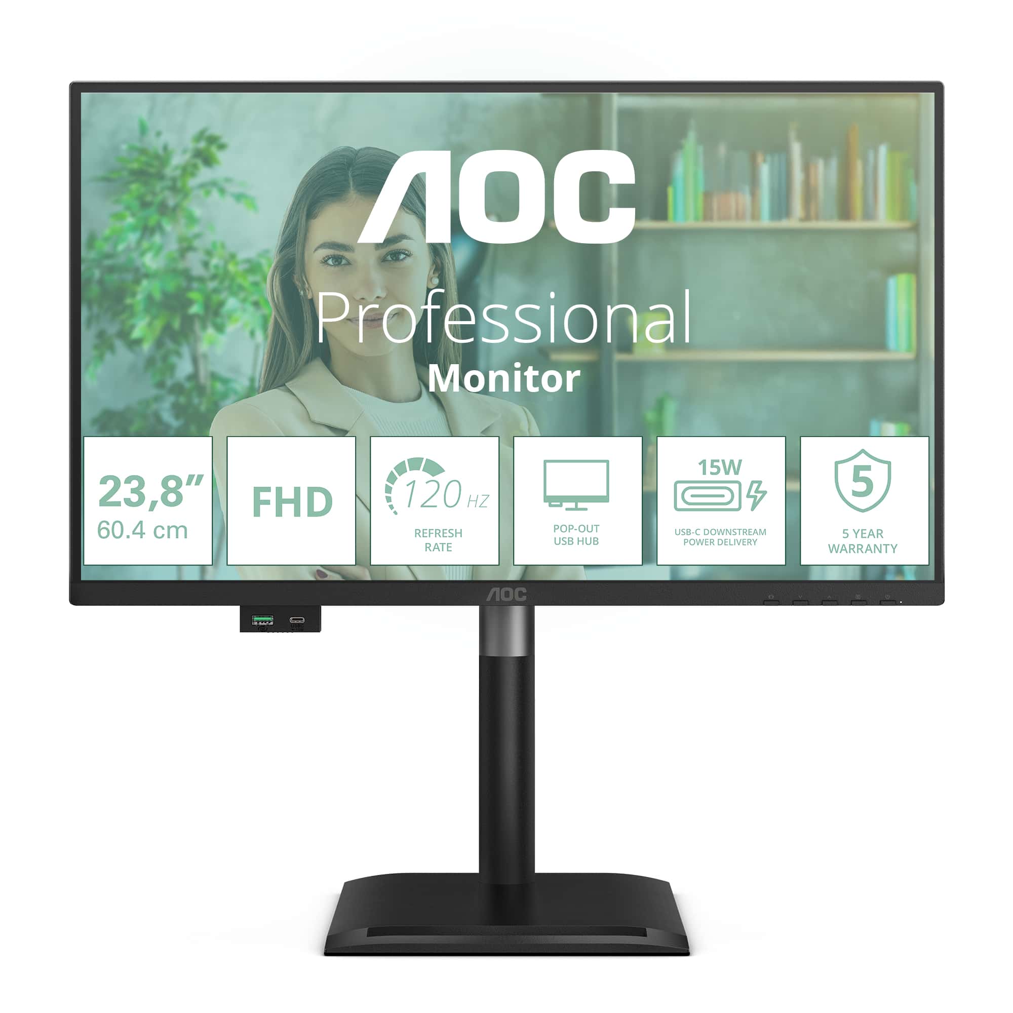 AOC 24P4U computer monitor 60,5 cm (23.8") 1920 x 1080 Pixels Full HD Zwart - Afbeelding 2