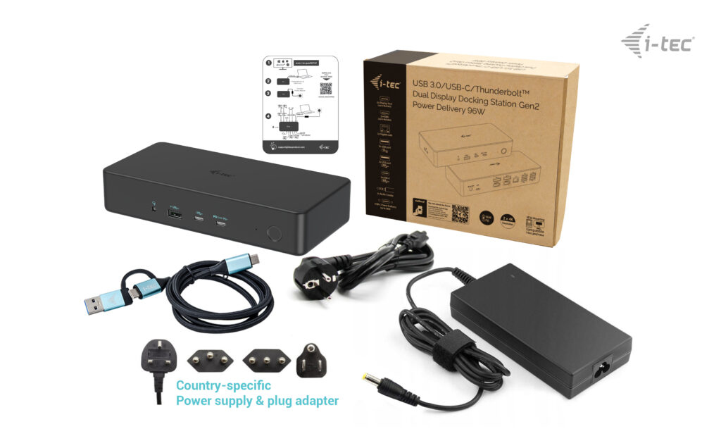 i-tec USB 3.0 / USB-C / Thunderbolt 3 Professional Dual 4K Display Docking Station Generation 2 + Power Delivery 100W - Afbeelding 4