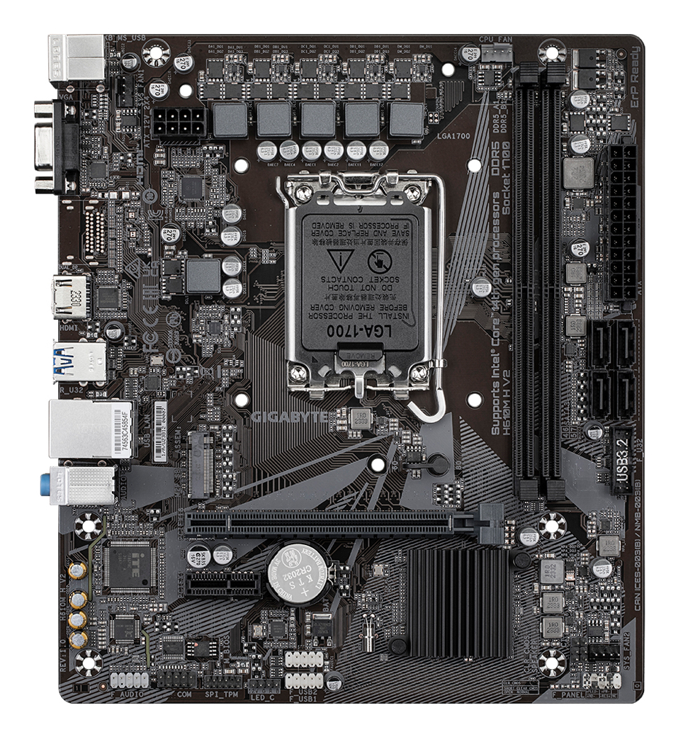 GIGABYTE H610M H V2 moederbord Intel H610 Express LGA 1700 micro ATX - Afbeelding 2