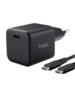 Trust Maxo 65W Universele Mini Laptoplader - USB-C oplader – 65W vermogen – 2 m kabel – Zwart