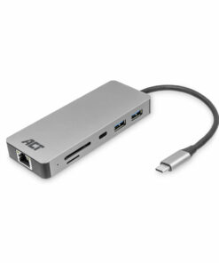 ACT USB-C 4K docking station voor 1 HDMI monitor, ethernet, USB-C, USB-A, cardreader en PD pass-through